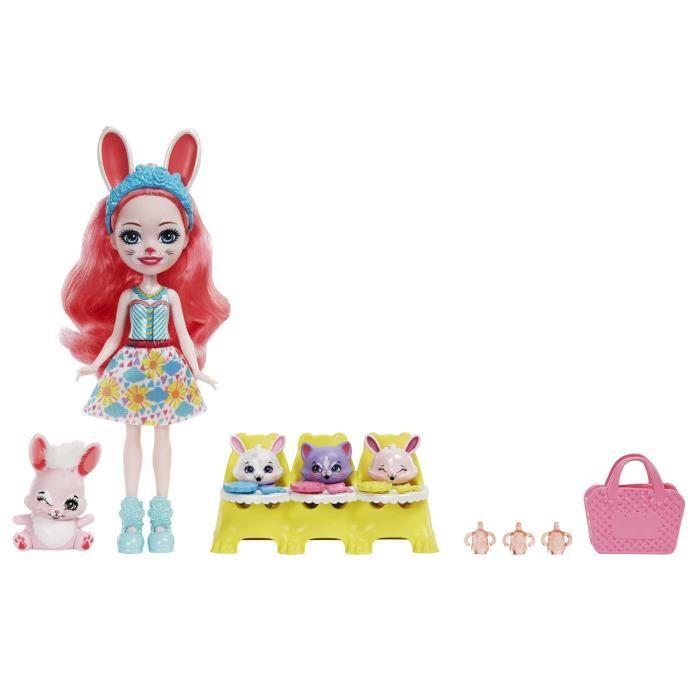 Poupée enchantimals meilleurs amis des bébés avec 4 animaux et accessoires - hlk85