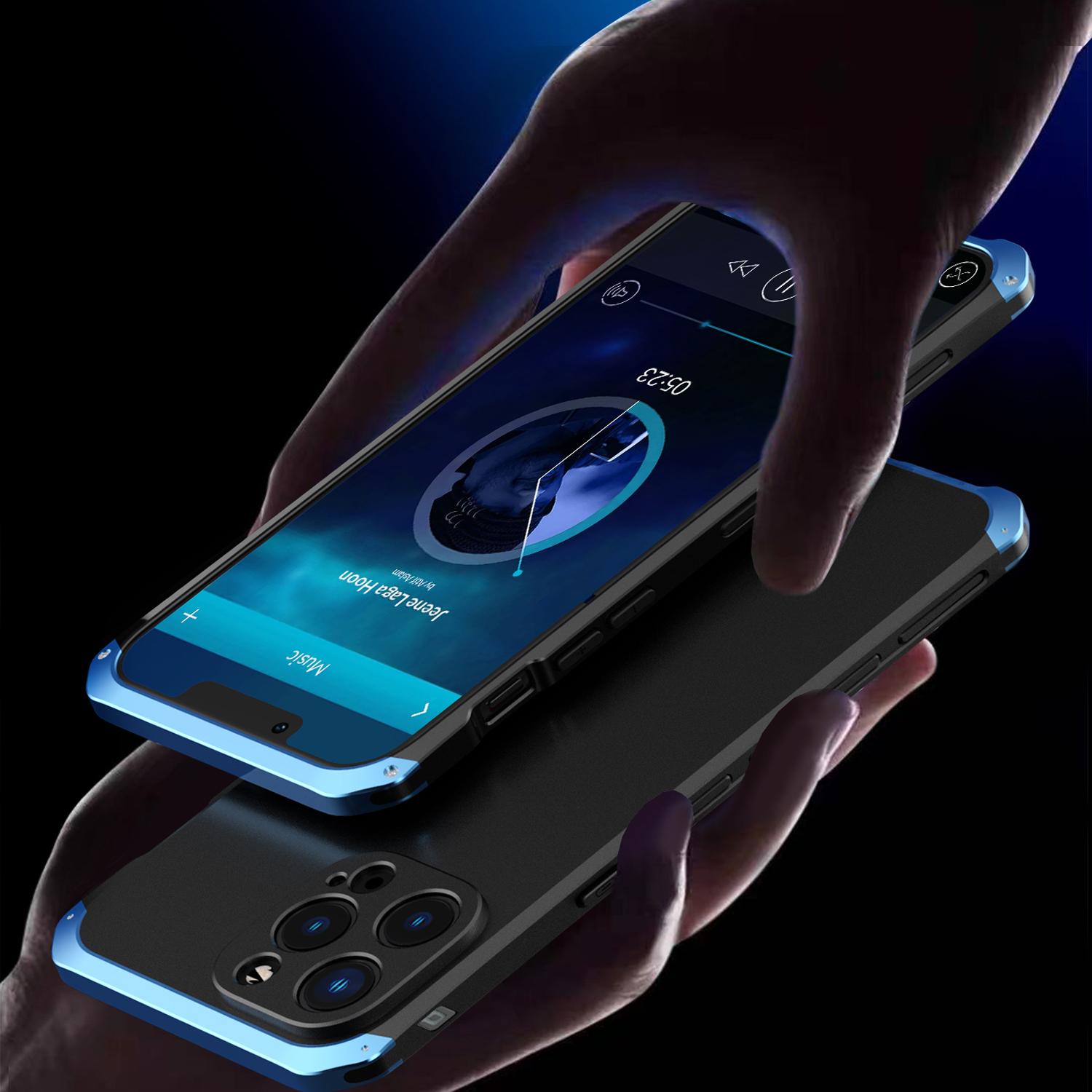 

ELEMENT BOX For iPhone 13 Pro Max 6.7 inch 3-Piece Design Anti-scratch Phone Cover Hard PC Back Metal Frame Smartphone Case Black/Gold