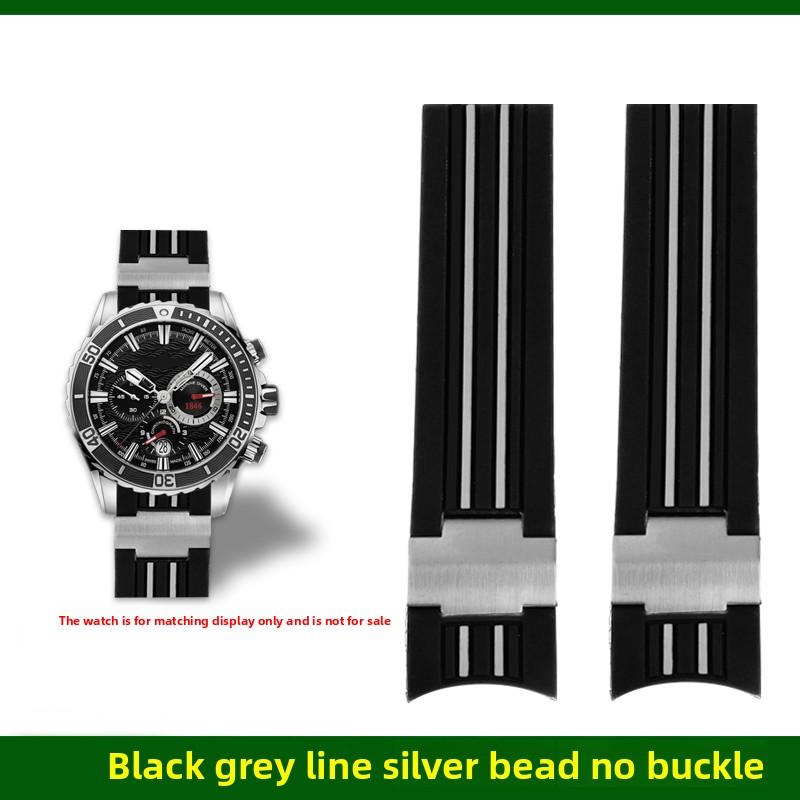 Natürliches Gummi Uhrenarmband 22mm Gebogen für Ulysse Nardin 263-10-3/93 263 DIVER Silikonarmband Faltschließe Wasserdichte Armbänder