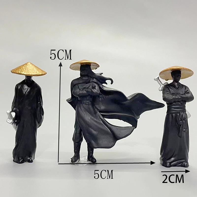 Cool Chinese Kung Fu Swordsman Figure Sand Table Layout Mini Landscape Supplies Desk Decoration Fairy Garden Miniatures