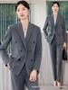 Women's Double-Breasted Suit Set: Simple & Polished Long Sleeve Blazer for Autumn/Winter 2025 Professional Commute Workwear.