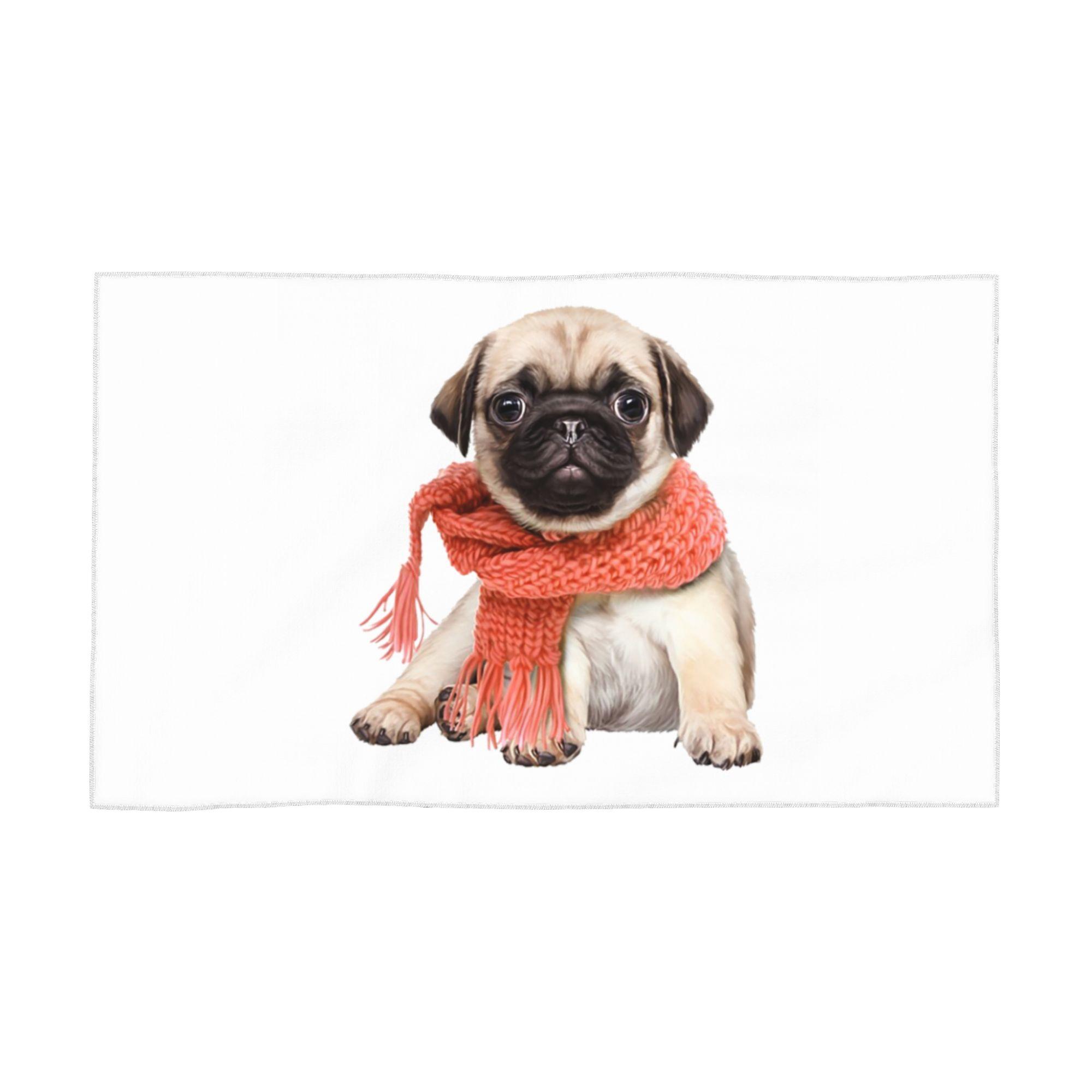 

winter Funny Fawn Pug funny dog lover Soft Face Towel Quick Dry Pool Bath Cotton Towels Absorbent Quick W30*H60(CM)