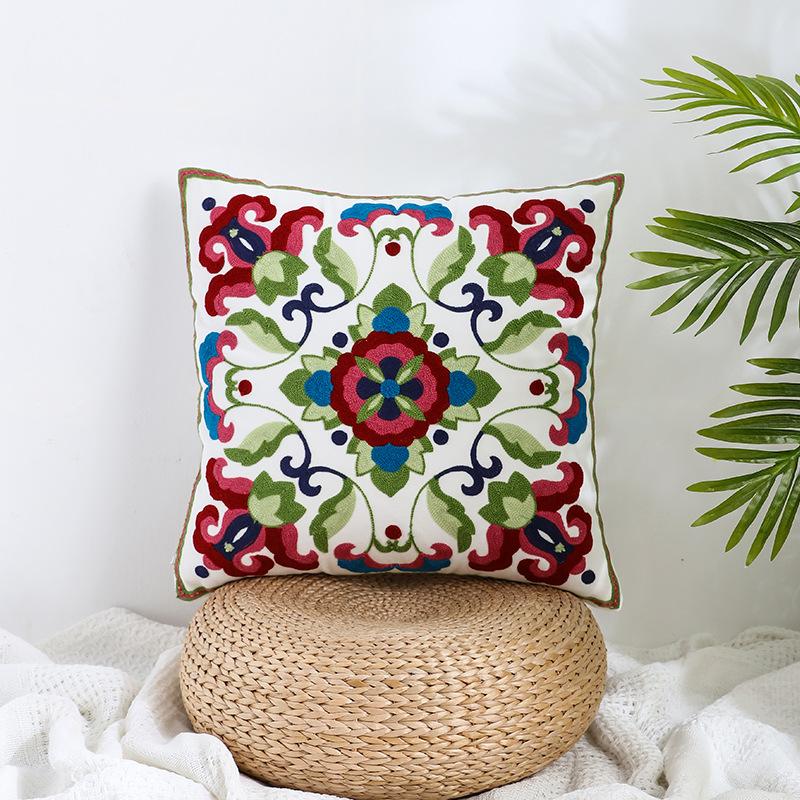 Ins Floral Embroidery Pillow Case Living Room Sofa Decoration Flower Bedroom Bedside Pillow