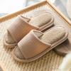 Summer home indoor couple linen slippers men and women open floor slippers non-slip soft bottom