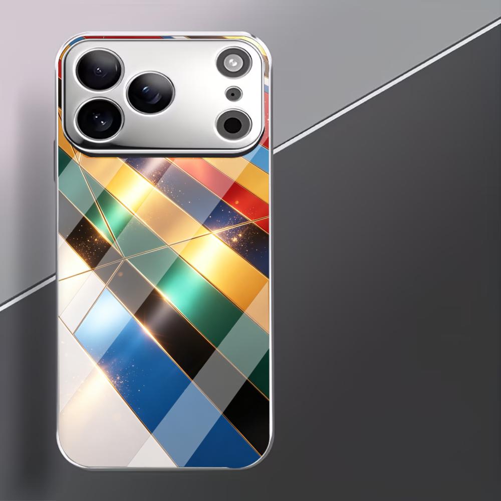 Colorful Geometric Stripe phone case for funda iphone for iphone 17 pro max cover glass for iPhone 17 16 15 14 13 12pm Pro Plus