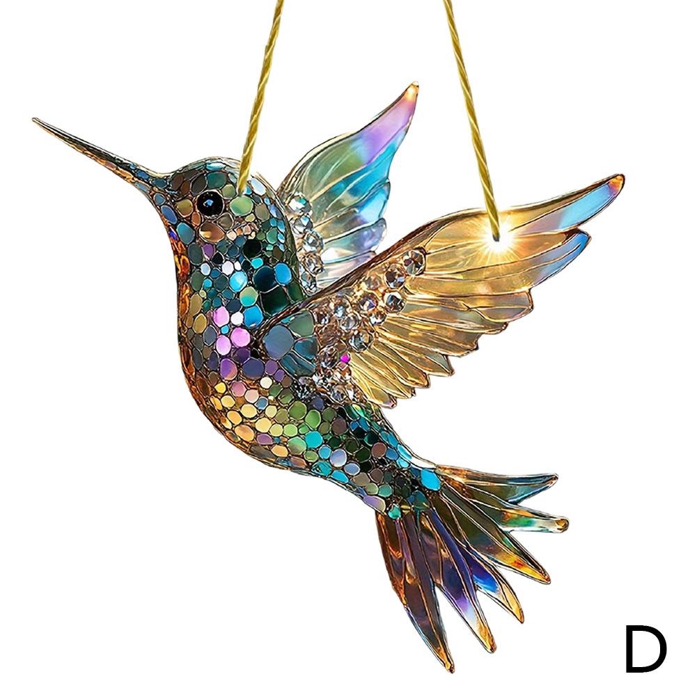 2D Hummingbird Christmas Trees Hanging Ornament Colorful Acrylic Window Decoration Porch Pendant For Home Window Indoor Decor