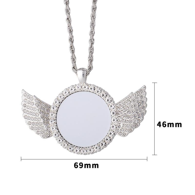 Sublimation Necklace Diamond Wing Pendant DIY Family Photos Sublimation Angel Wings Necklace Best Friends or Family Necklace