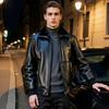 Men's Genuine Leather & Shearling Collar Jacket