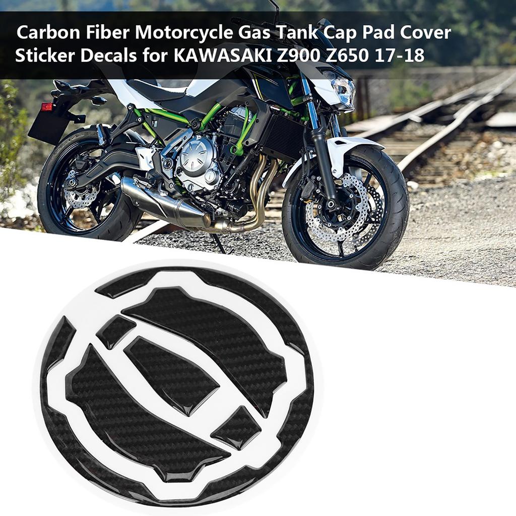 Carbon Fiber Motorcycle Gas Tank Cap Pad Cover Sticker Decals for KAWASAKI Z900 Z650 17 18