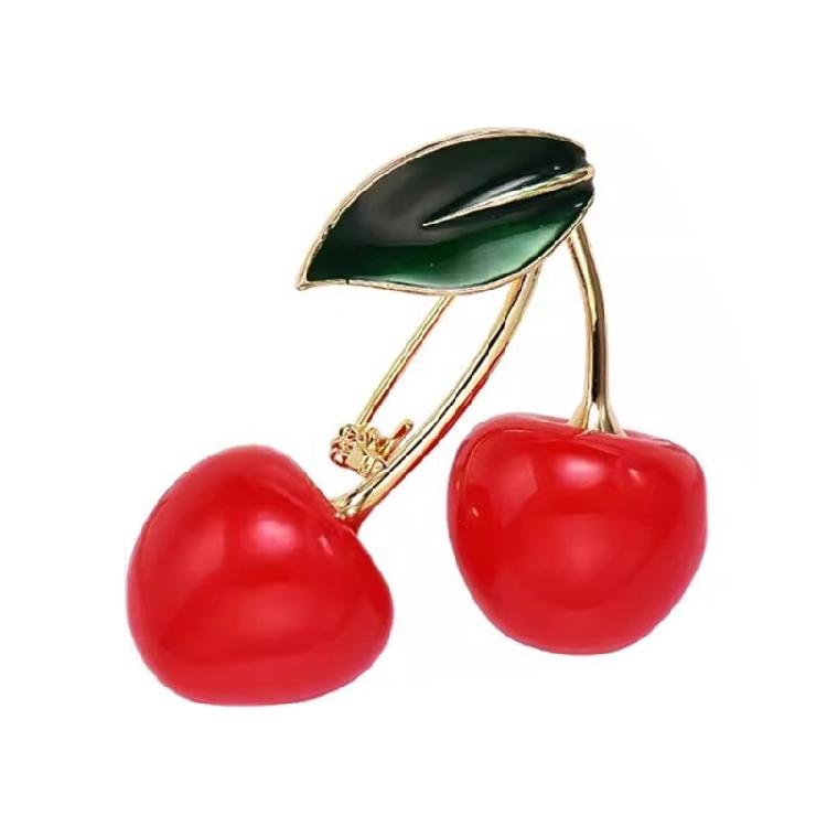 Alloy Cherry Brooch Cherry Corsage Pin Unique Plant Brooch for Those Who Love Unique and Eye Catching Accessories
