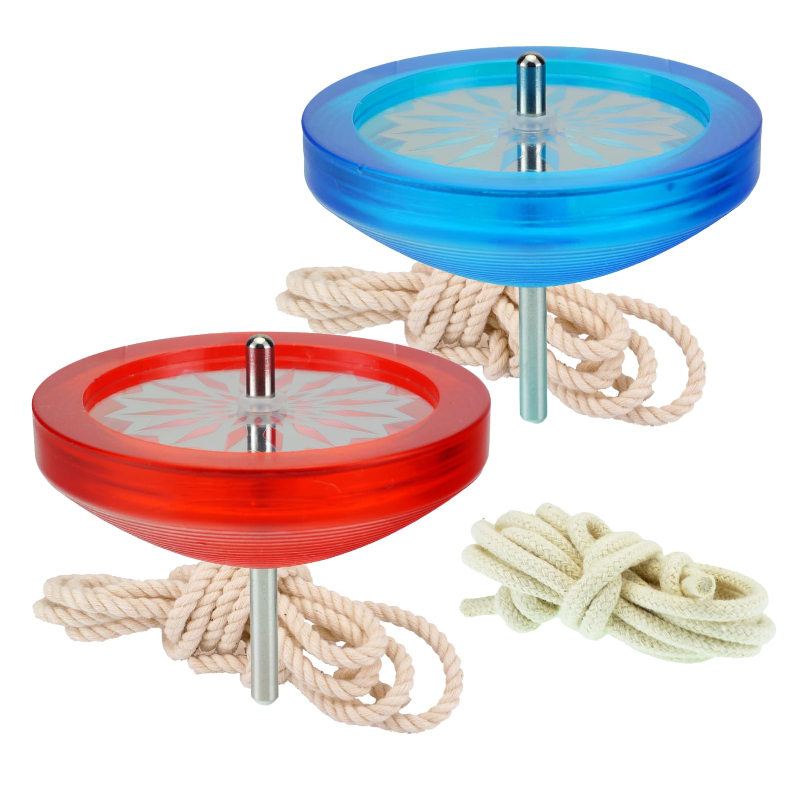 SpinGear Certified Iron Core Spinning with 1 Spinning String Blue 1 of each Top, Hibari Model, (Red & Set, color)