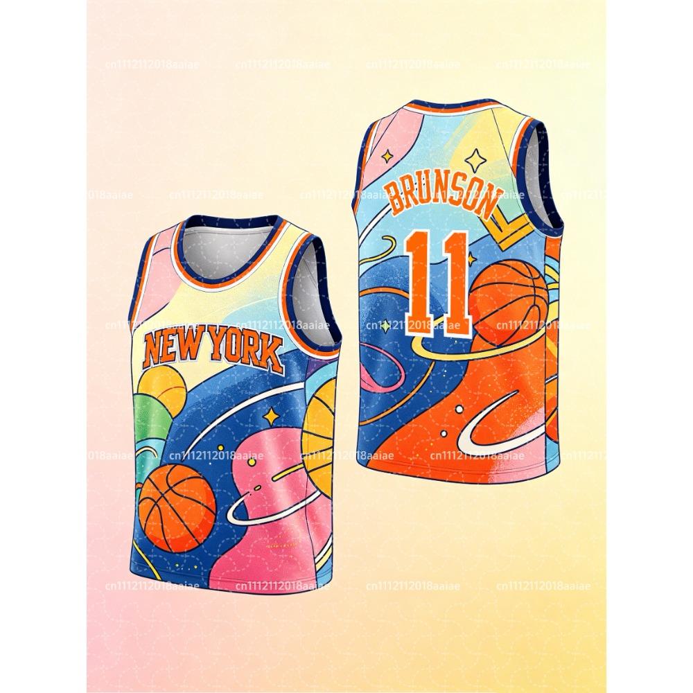 New York Knicks NO.11 Basketball Sports Men's Children's Vest Summer Sleeveless Outdoor Brunson Player Tees Training Tops