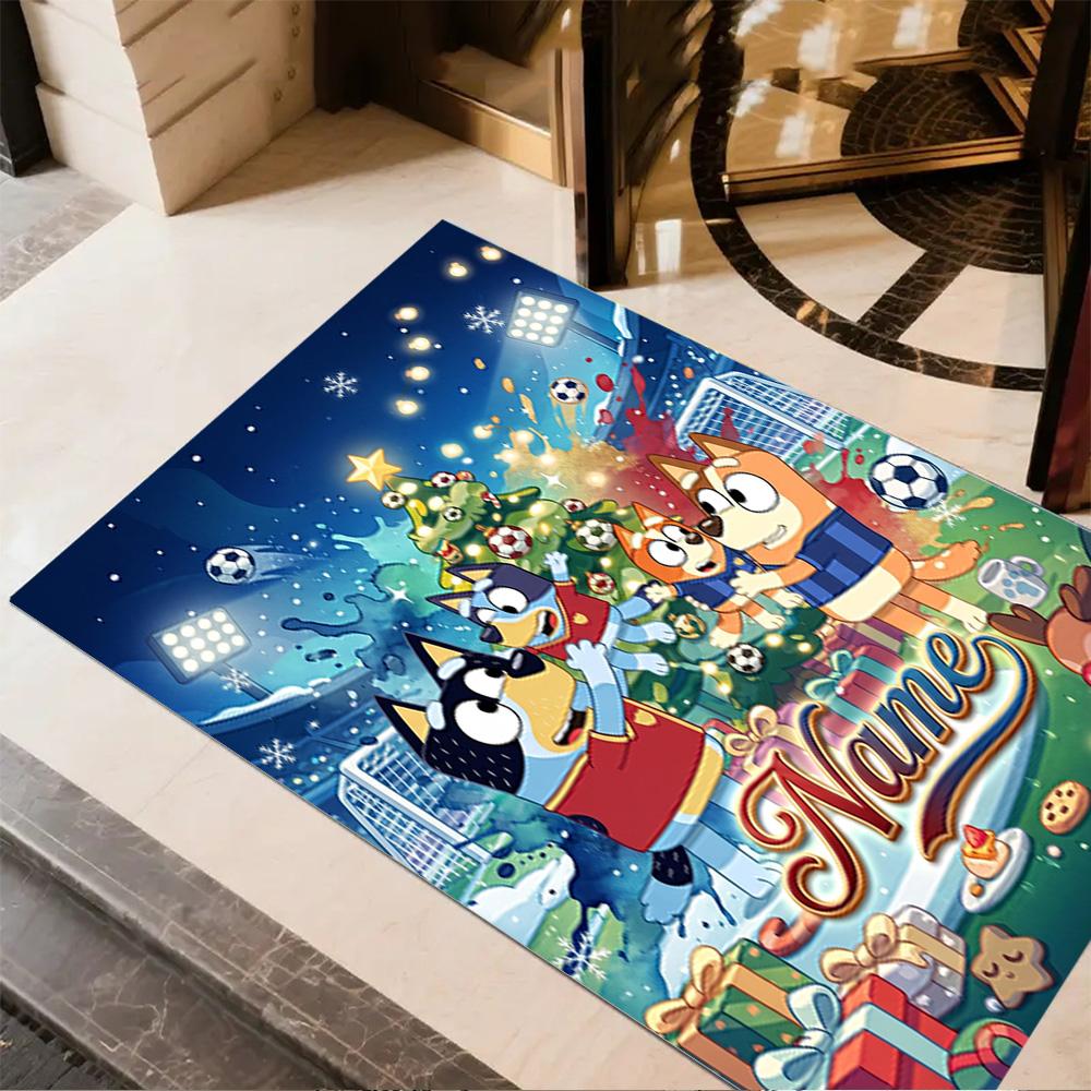 Christmas Football Celebration Customized Name Area Rug Suitable for Balcony Foyer Dormitory Study room Anti-slip Rug Anime Office Decor