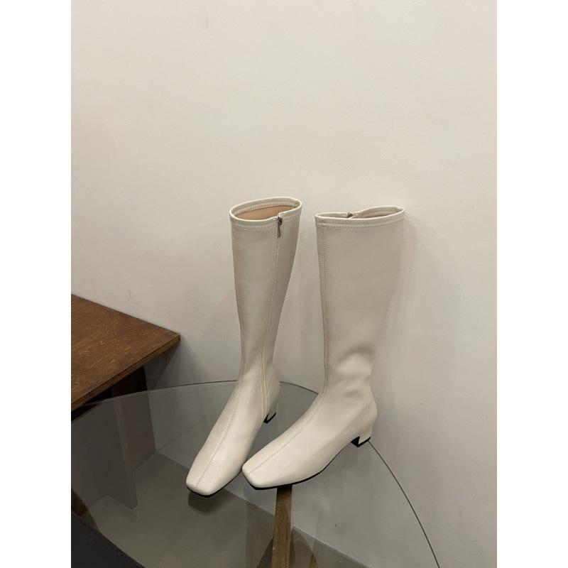 

Small long boots, square-headed women, but knee-thin boots, autumn and winter new thick-heeled boots, retro brown boots. 40