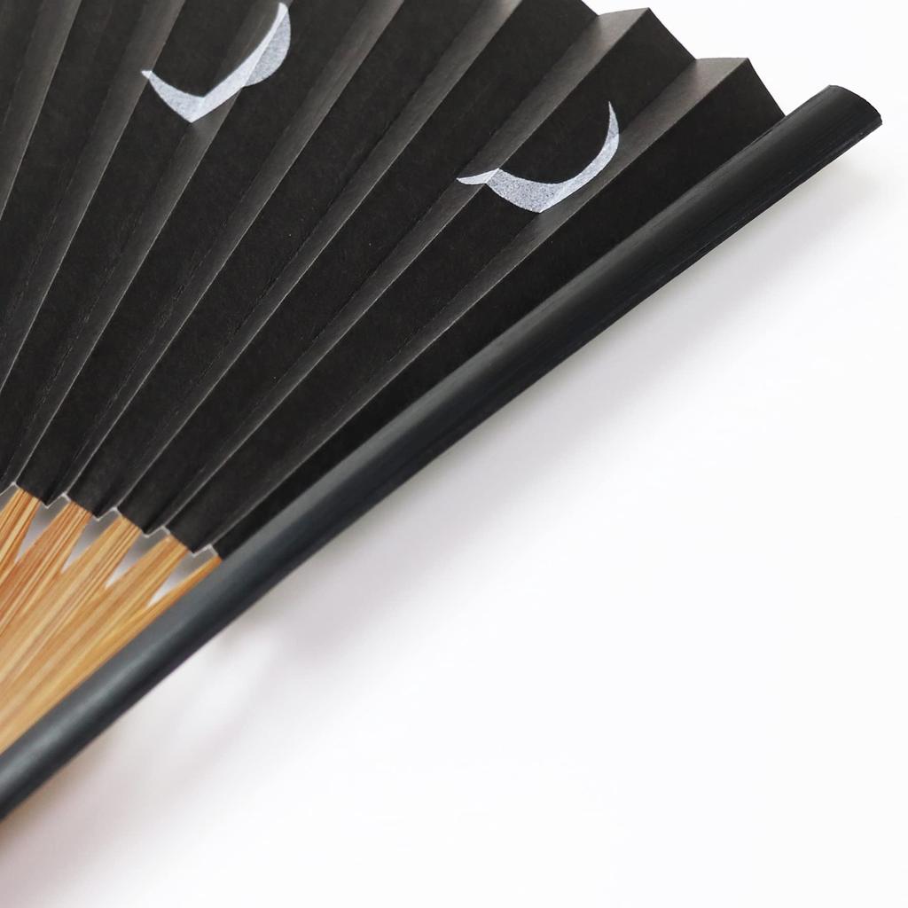 Fan Fan Set with Moon Black [Osaka Choseido] Fan, Men's, Fashionable, Business, Bag, Holder, Handkerchief, Age,