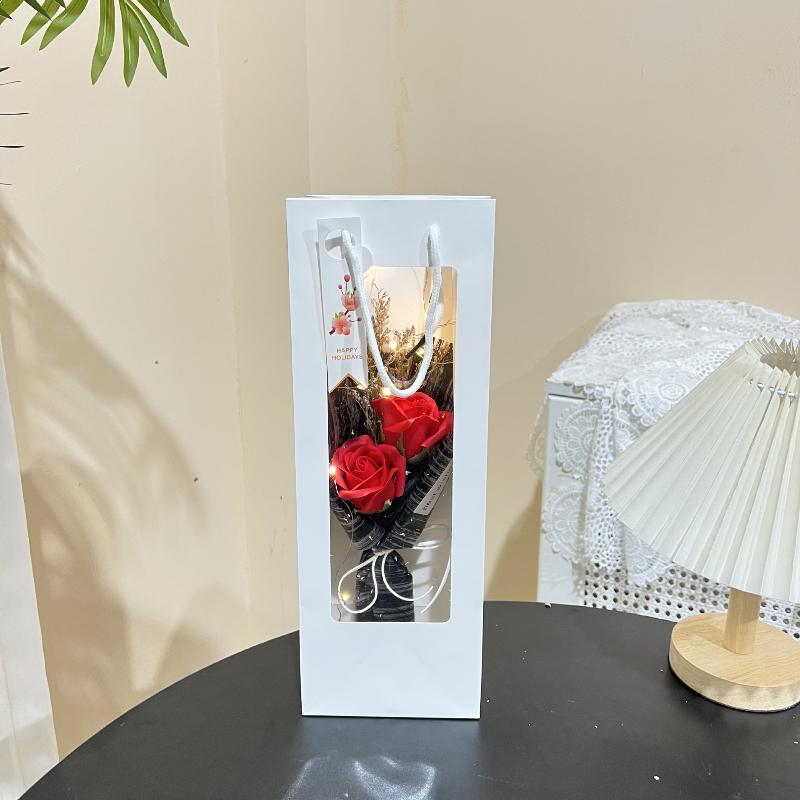 {YY28} 1 Set Konstgjord Tvålros Blombukett Presentpåse Med Ljusslinga Parfymerad Tvålblomma För Alla Hjärtans Dag Mors Dag