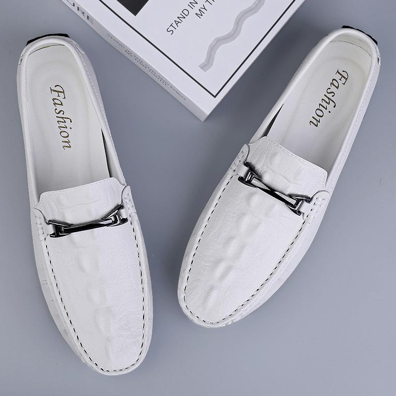 Fashion Genuine Leather Mens Loafers Crocodile Pattern Fashion Casual Shoes Comfortable Man Slip on Flats Lightweight Soft Driving Shoes