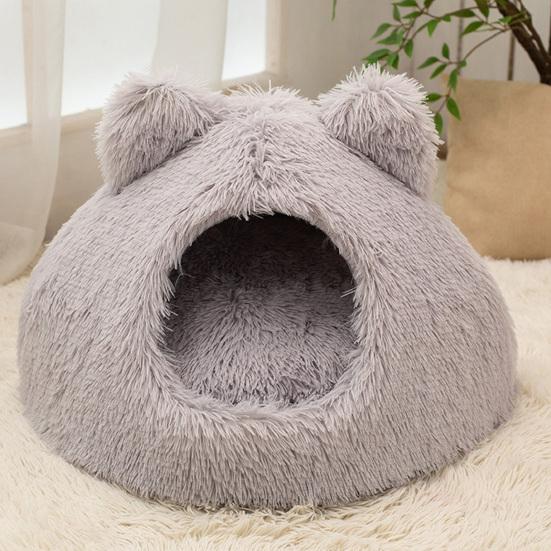 Cozy Burrow Bed for Small Dogs Plush Cat Cave Bed, Warm Enclosed Hideaway, Fluffy Snuggle Sack Pets Tent Indoor Cats Removable Inner Pad Pet House