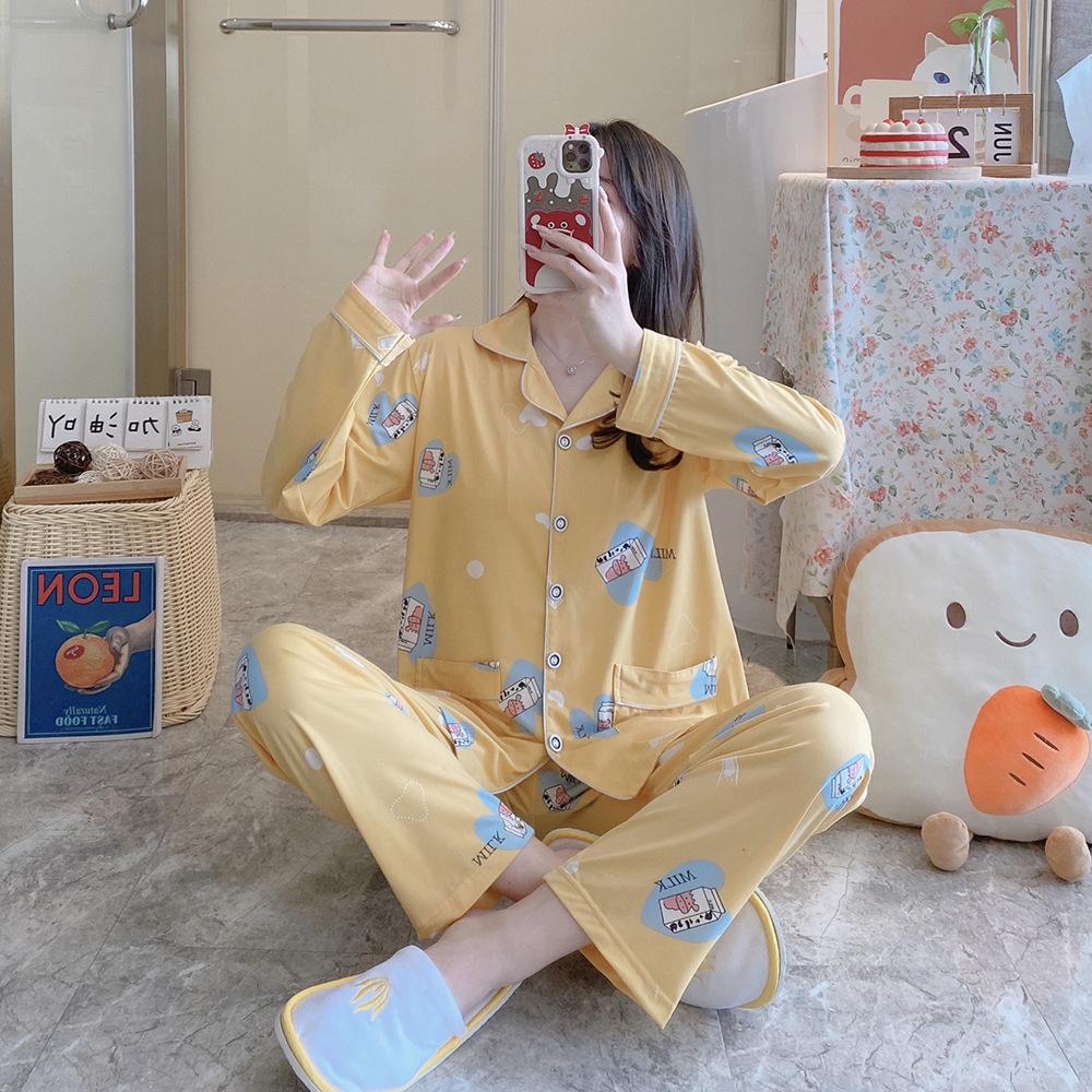 Spring and Autumn Women Pajamas Family Clothing Set Women Long Sleeves and Trousers Autumn and Winter Casual Loose Family Clothing Set