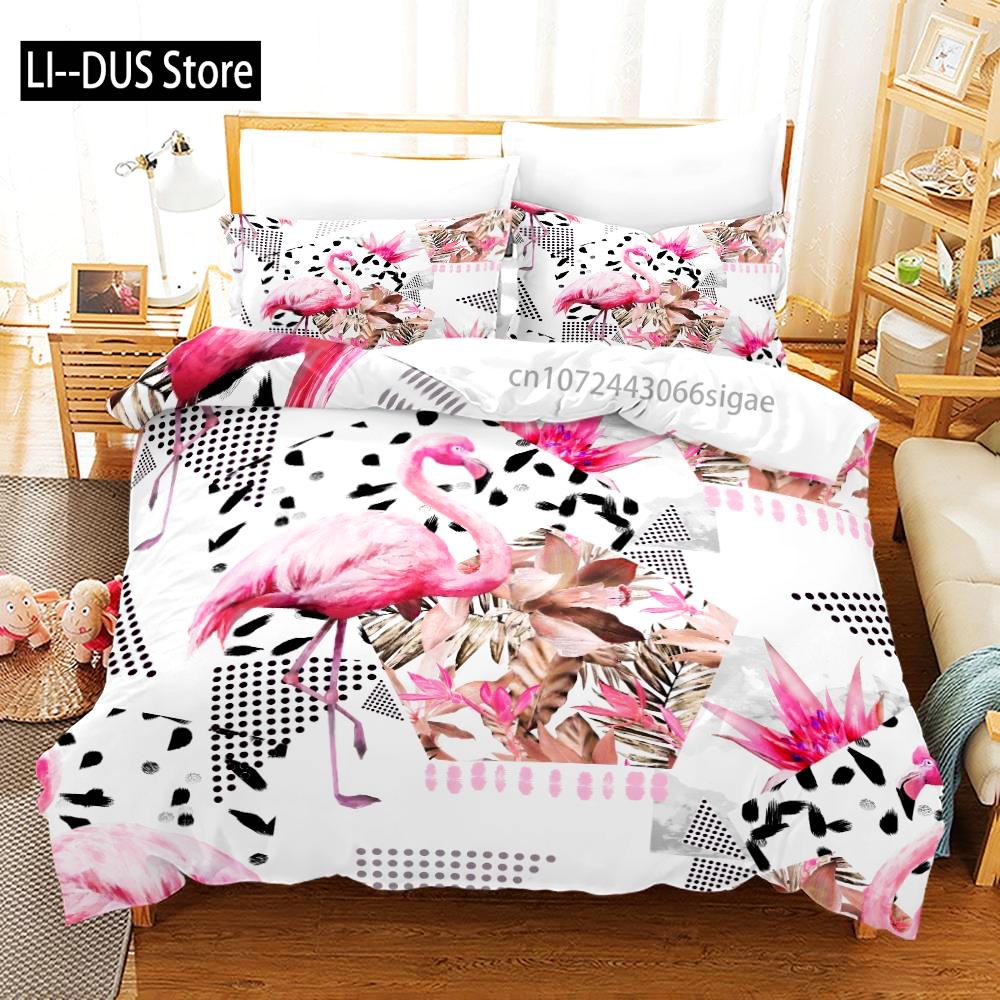 

Comforter Pink Flamingo Bedding Set Single Twin Full Queen King Size Flamingo Bed Set Aldult Kid Bedroom Duvet Sets 3D Anime 012 Comforter (quilt)-EU Single(135*200cm)3pcs