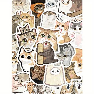 50 Adet Sevimli Kedi Çıkartması Dizüstü Bilgisayar El Kitabı Cep Telefonu Kılıfı Dekoratif Çıkartmalar Okula Dönüş