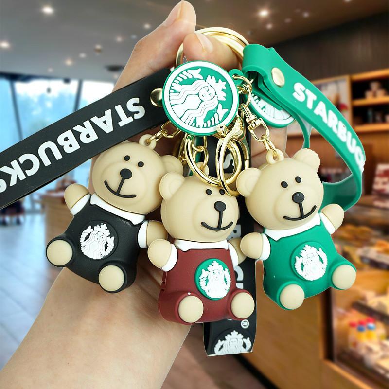 Adorable Bear Keychain Rubber Material Cute Cartoon Accessory For Keys Car Pendant