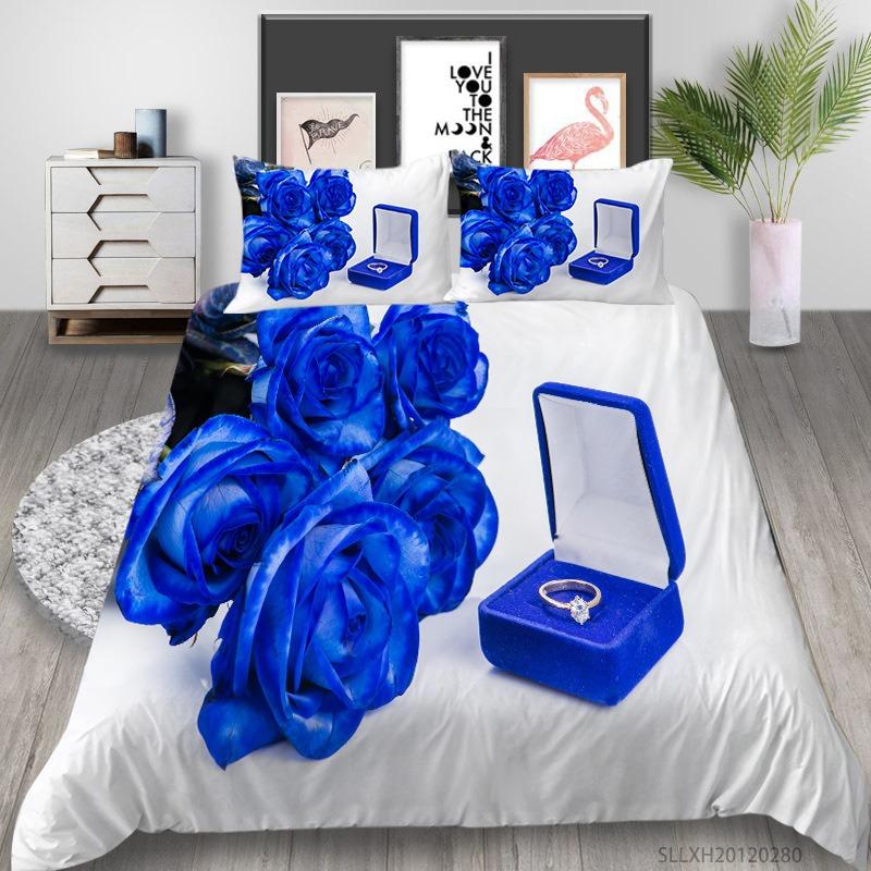 Rose Flower Double Duvet Cover Bedding Set,Quilt Case Linens,King, Queen, Full Size, 3D Print Pillowcase,Single,Twin Bed, 22x240