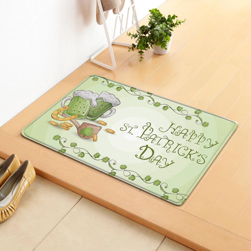 Irish Door Mat St. Patrick'S Day Absorbent Floor Mat Bedroom Shamrock Non-Slip Carpet
