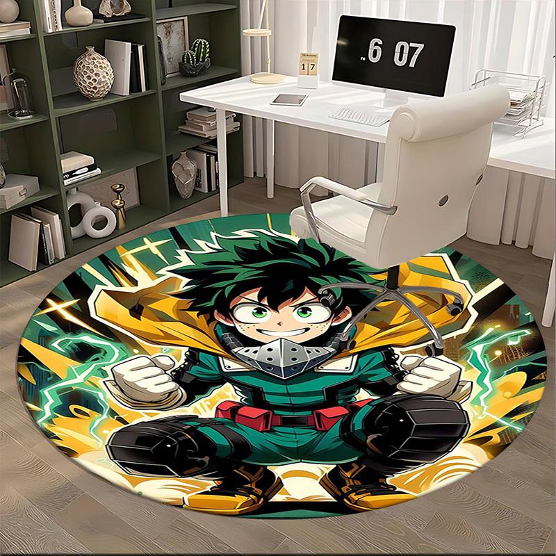 1pc My Hero Academia Midoriya Izuku Round Carpet - Anime Design Chair Mat