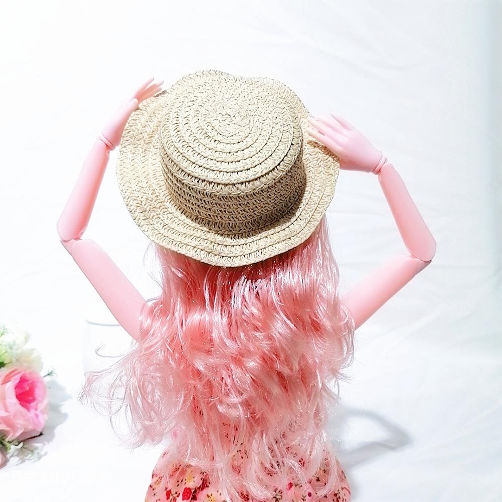 Wavy Edge Cute Straw Hat BJD Straw Hat Pet Hat Cotton Baby Hat Mini Hat Doll Hat Toy Hat Small Hat