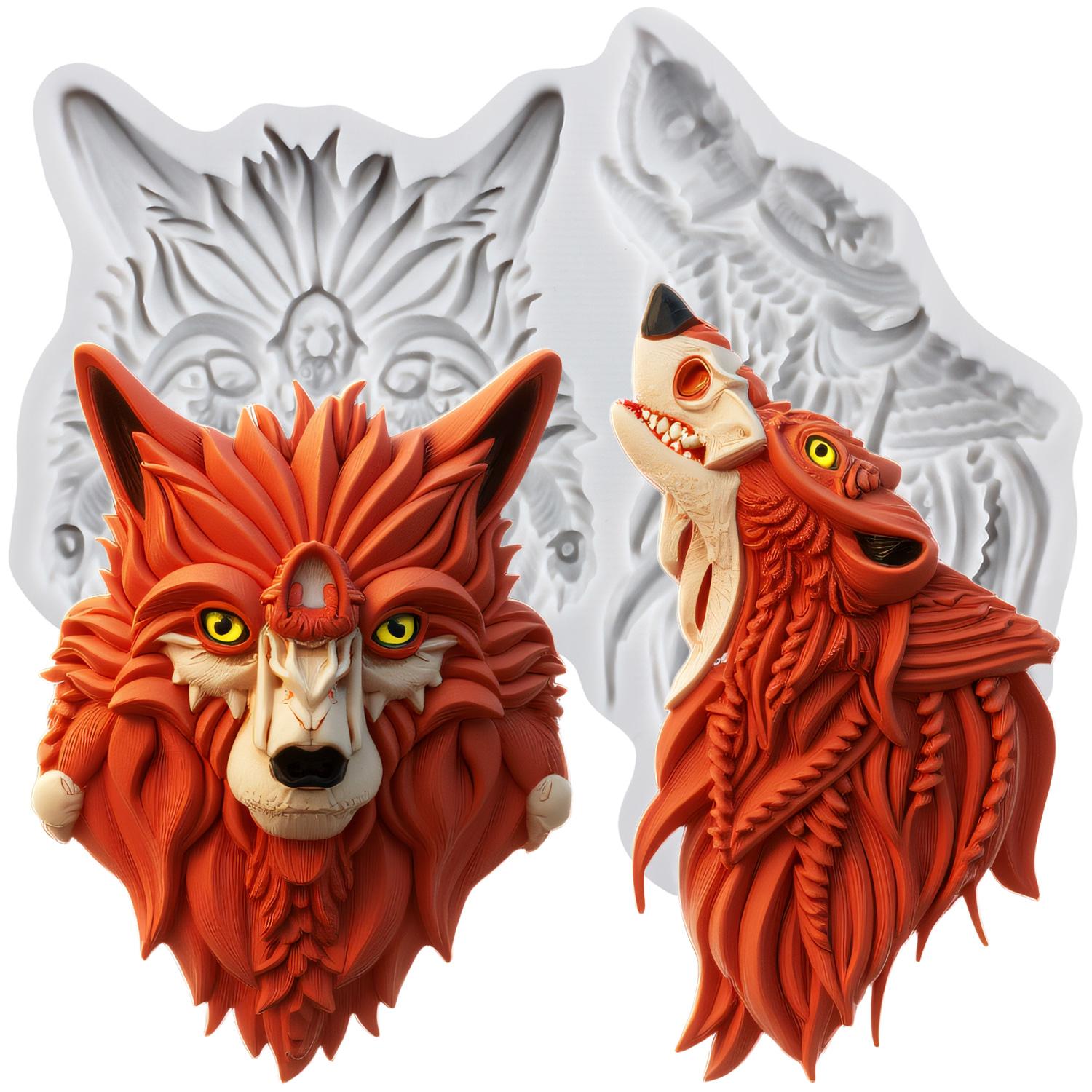 

Формы из силикона Лев Волк Форма для мастики Инструменты для украшения торта Топпер для кекса Шоколадные конфеты Рукоделие Жевательная паста Полимерная глина серый