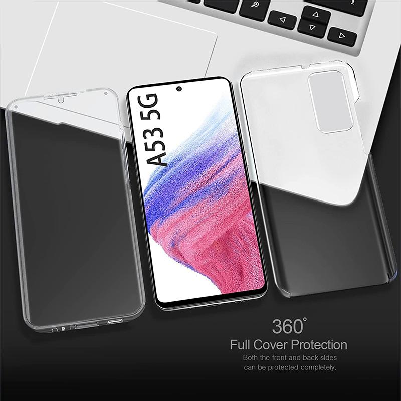 360 Full Body Protection Čiré pouzdro pro Samsung Galaxy A53 A33 A73 A22 A13 A32 A52 A12 A51 S21 Plus S22 Ultra průhledný silikonový oboustranný kryt