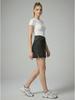 Stylish High-Waist Slit Faux Denim A-line Mini Skirt