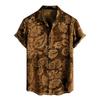 Men's Short Sleeved Shirt, Daily Fashion Printed Button Top, Chest Pocket Cardigan