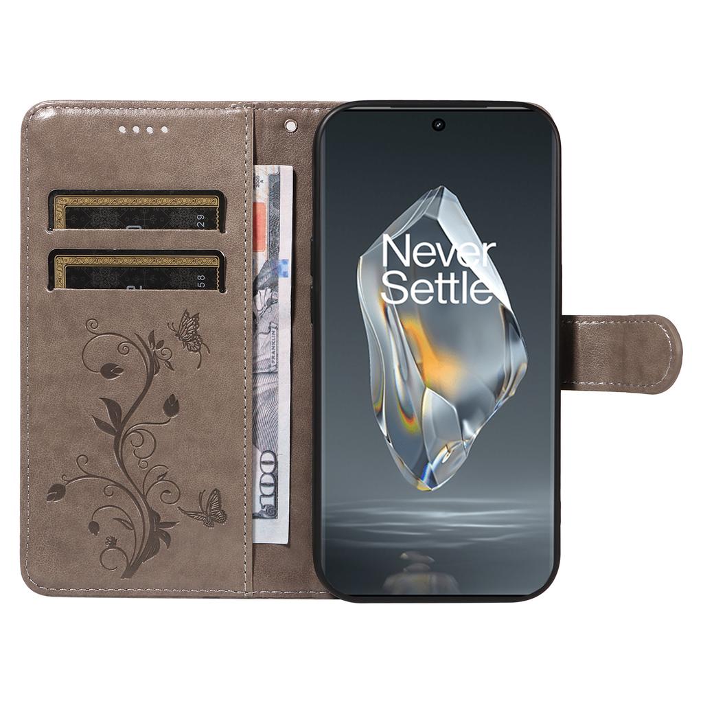 For OnePlus 12R 5G/Ace 3 5G PU Leather Cases Flower Pattern Wallet Stand Phone Cover with Strap