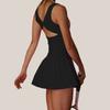 Womens Yoga Romper With Built-in Bra Pad Quick-Dry High-Stretch Fitness Dress Gym Tennis Pilates