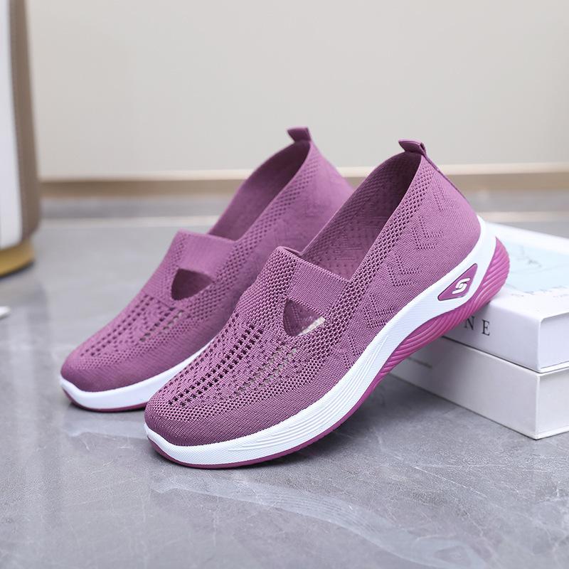 Flying woven women's shoes mother shoes cloth shoes soft-soled women's shoes middle-aged and elderly mother walking women's shoes summer mesh shoes