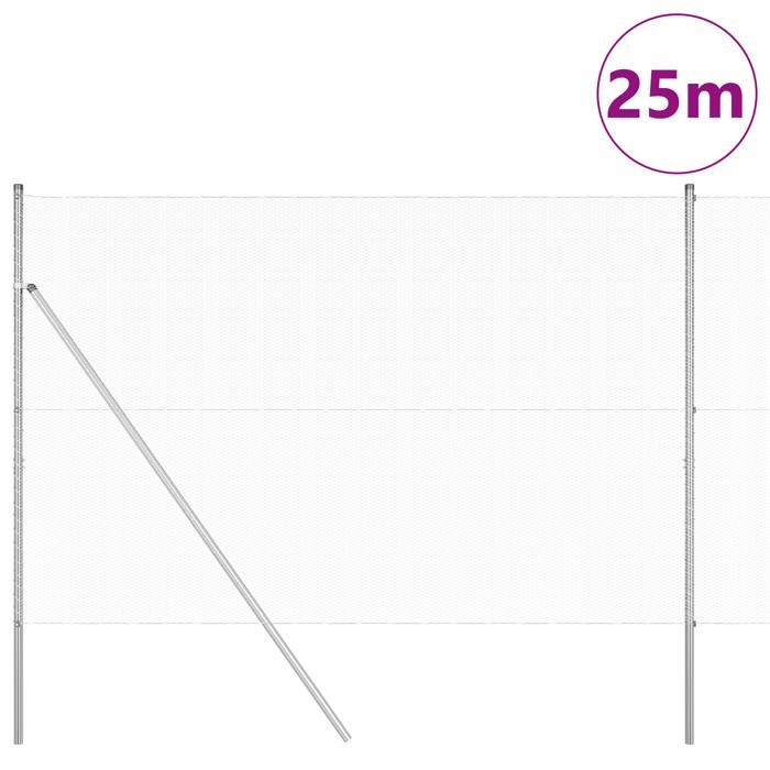 vidaXL Hexagonal Fence 1.6x25 M Galvanized Steel 3352970
