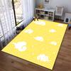 White Clouds on Yellow Wave Pattern Rug Non-slip rug suitable for living room and bedroom sofas