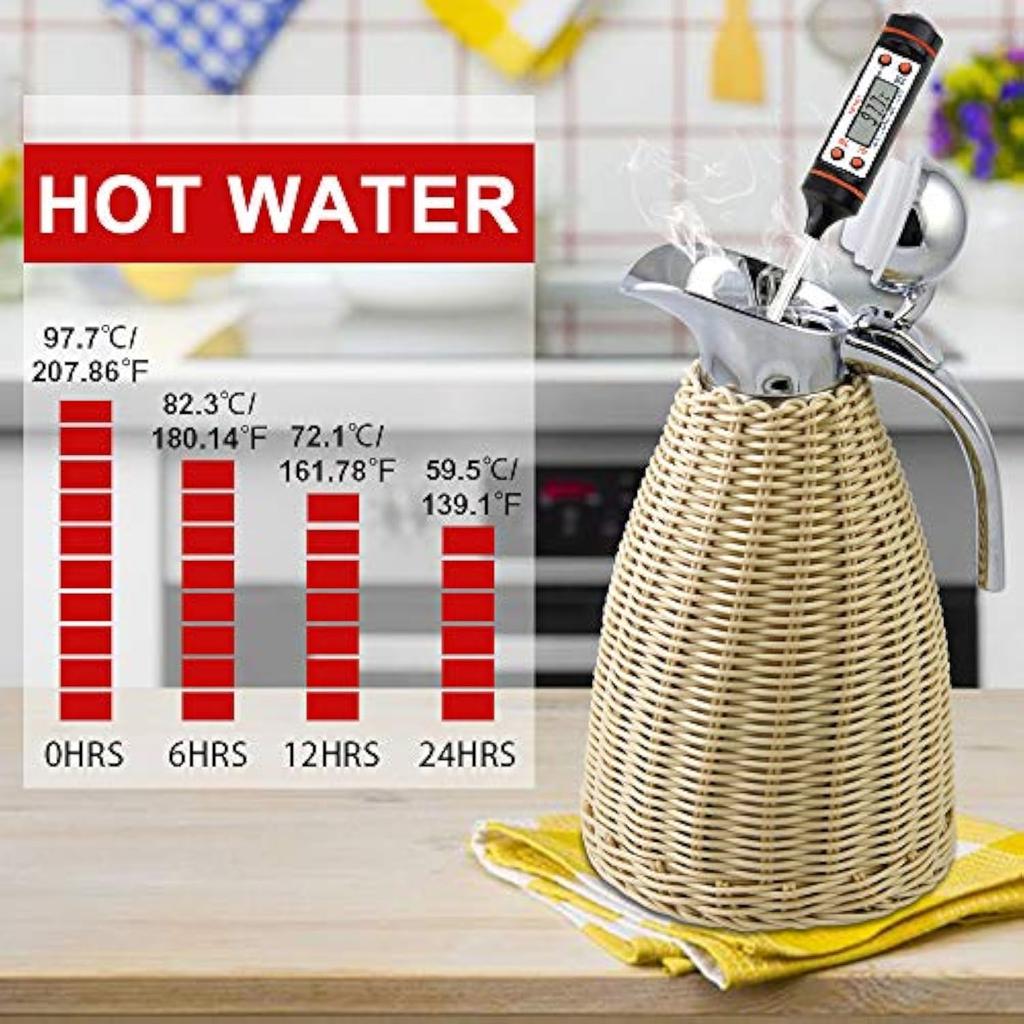 1.5L Stainless Steel Rattan Thermos Tea Carafe Coffee Thermal Carafe High-capacity Vintage Thermo Jug Hot Water Bottle Termo Pot