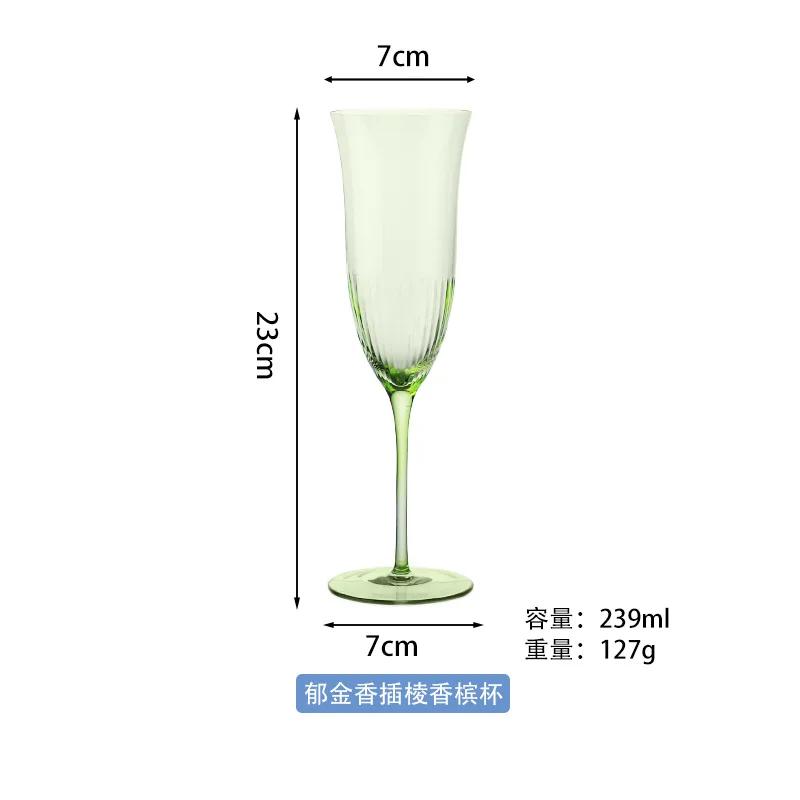 Clear/Green Hand-blown Crystal Glass Champagne Glasses Goblet Ice Cream Glasses Tulip Intersuppressed Red Wine Gl