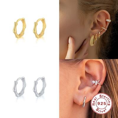 Simple Knuckle Circle Earrings For Women 925 Sterling Silver Piercing Earrings Hoops 2022 Pendiente Plata Wedding Jewelry