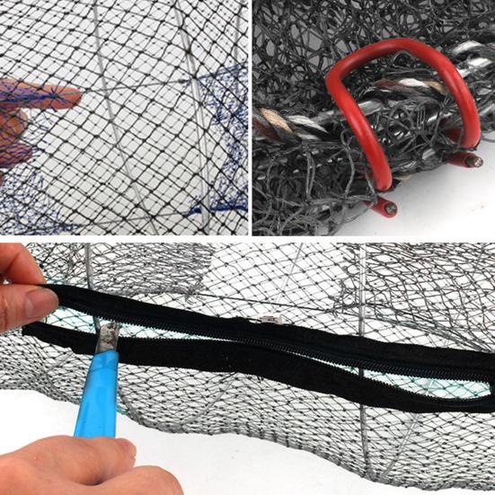 Large Automatic Folding Portable Fishing Net Trap Zipper Bait Spring Cage for Shrimp