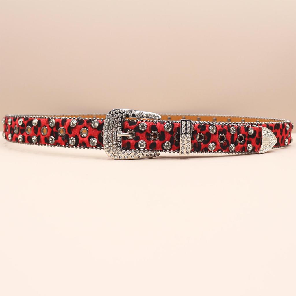 European & American Leopard Rhinestone Leather Belt: Trendy & Versatile Men's Accessory