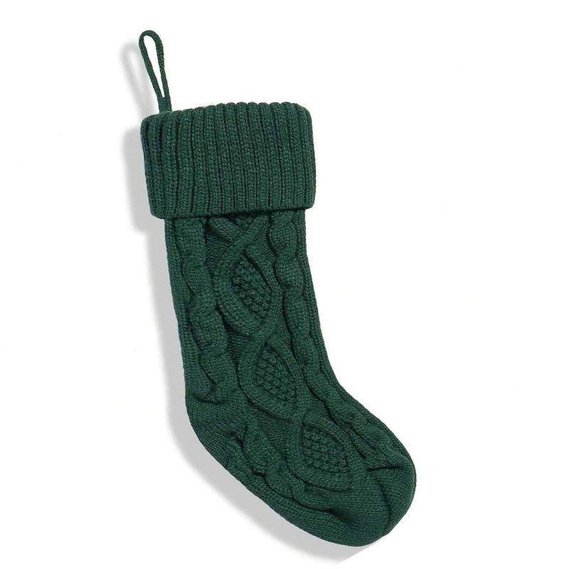 1 Piece Of Christmas Stockings 17 Inch Long Rope knitted Stockings Christmas Hanging Stockings Decorative Socks
