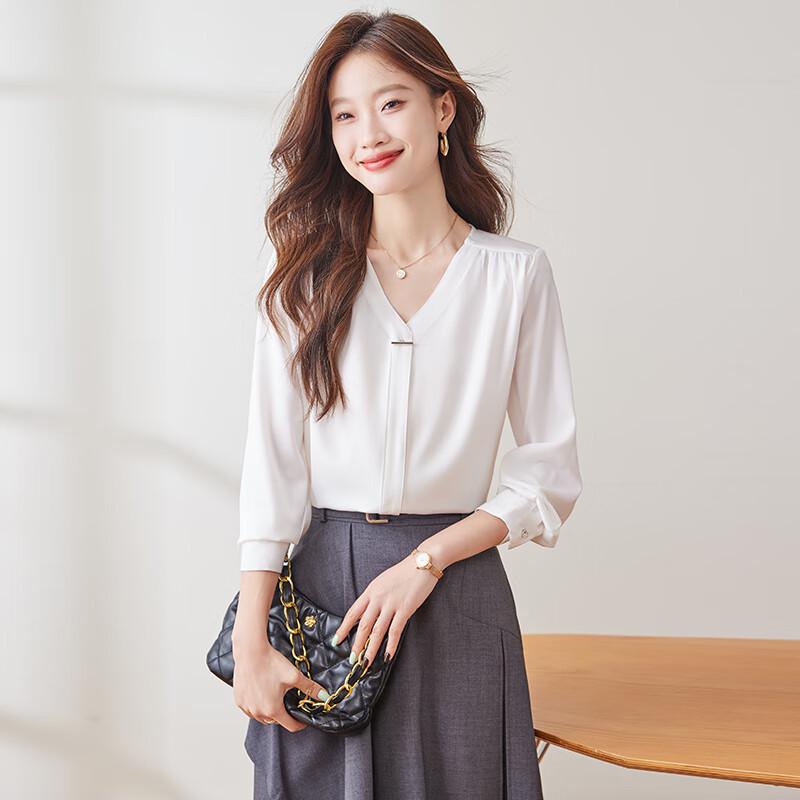 Women s V-Neck Long Sleeve Commuter Shirt 3XL