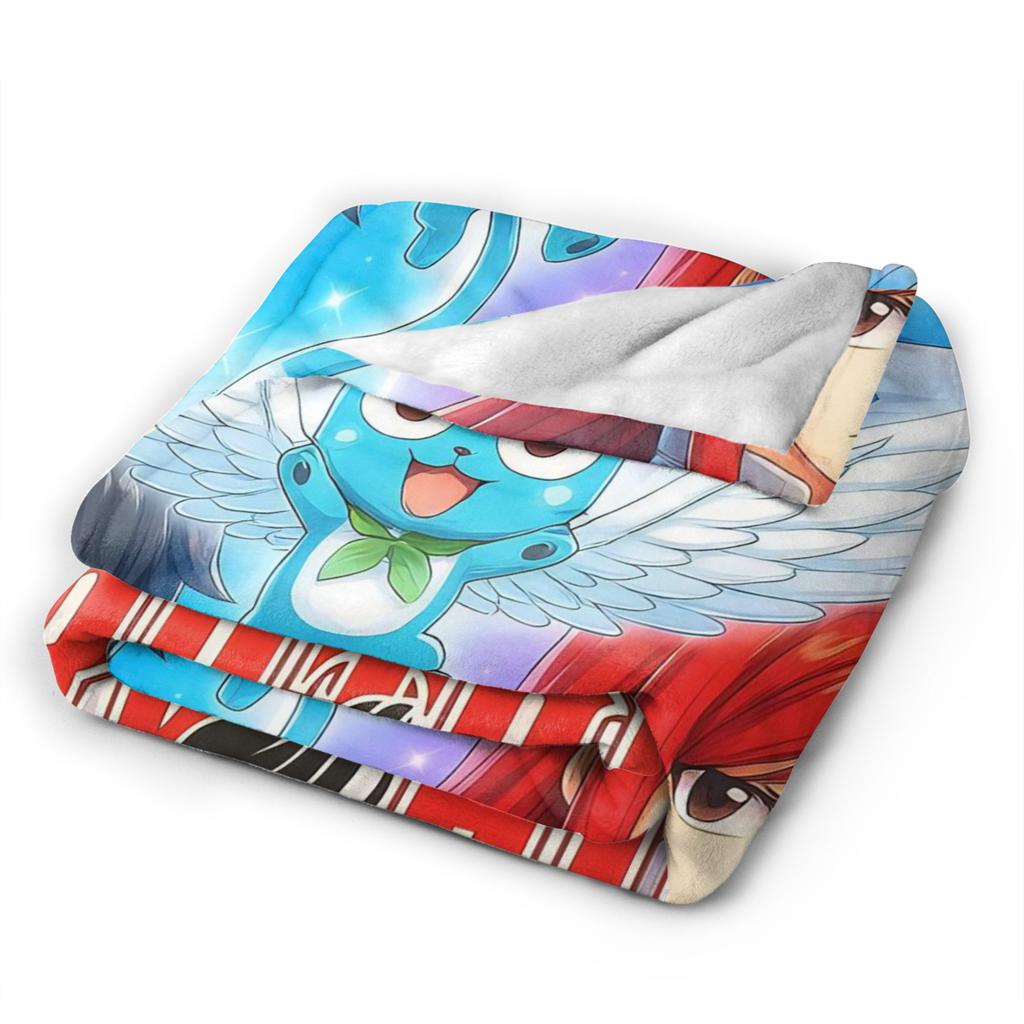 Fairy Tail Flanelldecken Superweiche Bettdecken für Wohnzimmer Reise Lustige Tagesdecke Sofabettbezug