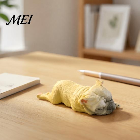 Decorative Dog Statue Simulated Sleeping Model, Realistic Lying French Bulldog Figurine, Mini Handcrafted Figurine PVC Animal Educational Toy