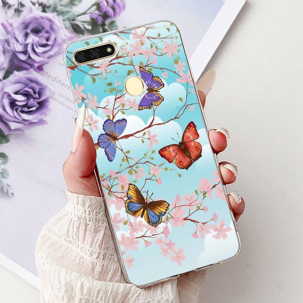 For Huawei Y6 Prime 2018 Case Clear Cute Fashion Flowers Luxury Painted Cover For Huawei Y6Prime 2018 Phone Case ATU-L42 ATU-L31