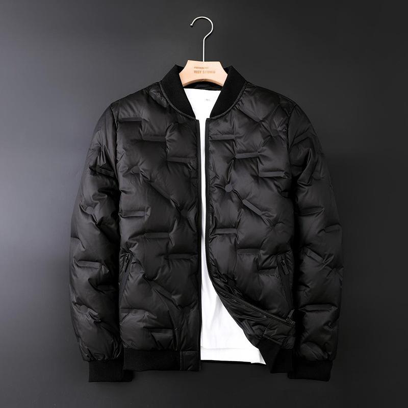 Men's Autumn and Winter White Duck Down Windproof and Warm Pressed Glue Classic Baseball Jersey Youth Simple Versatile Jacket